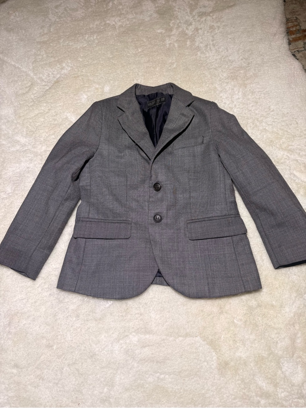 Zara Boys Charcoal Gray Two Button Blazer Suite Extrafine wool Jacket sz 5/6
